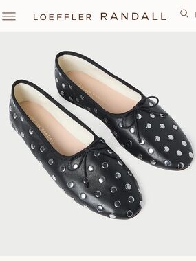Loeffler Randall Black with Silver Stud landon Ballet Flats - size 8.5